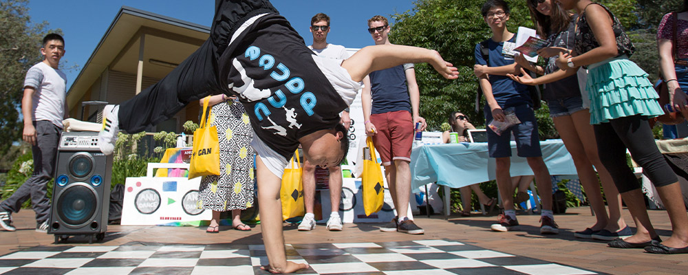 Students from the The ANU Competitive Dance Team (CDT) perform in Joplin Lane