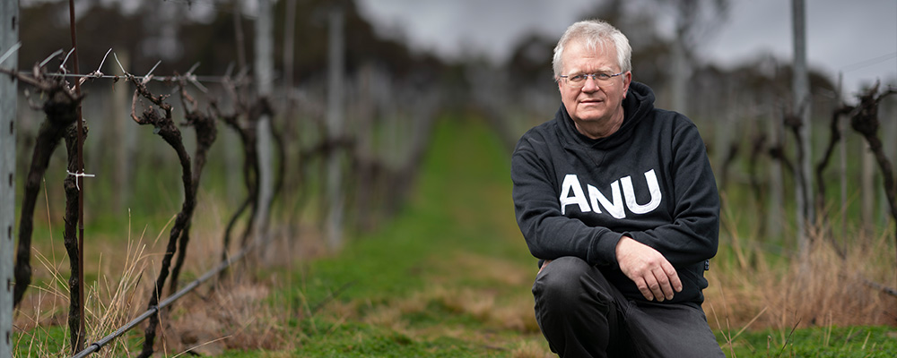 Brian at his Maipenrai vineyard on the outskirts of Canberra.