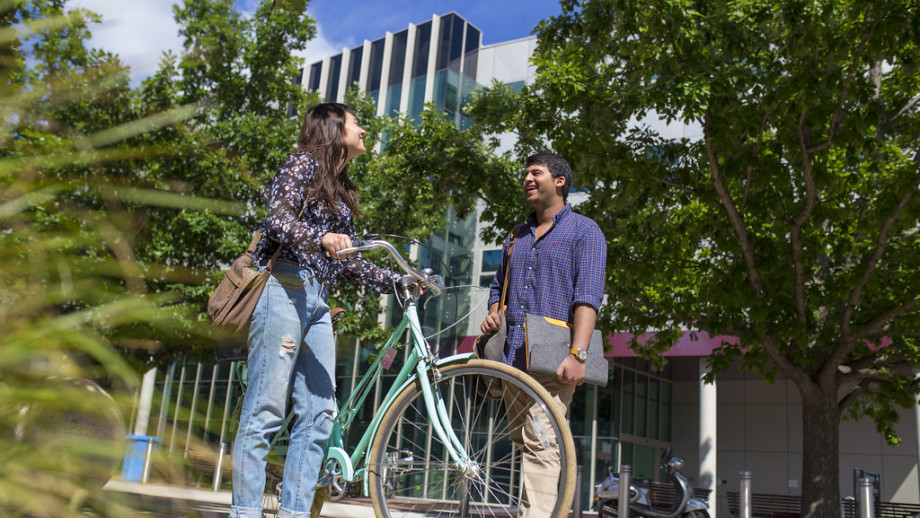 two students talking with each other